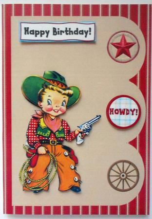 Cowboy Birthday Boy Triple Scallop Design Topper & Decoupage by Eunice Roberts