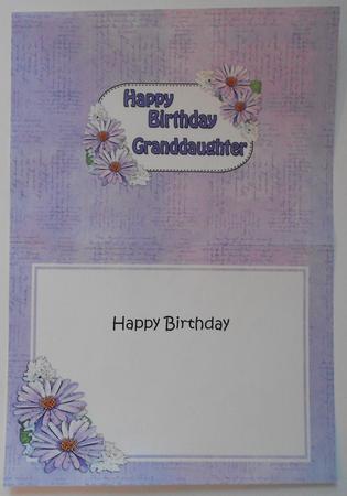 5x7 Birthday Granddaughter Daisies Matching Insert by Eunice Roberts
