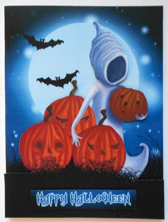 Ghost and Pumpkin Halloween Card by Eunice Roberts