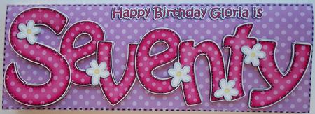 70th Birthday Gloria Large Dl Quick Card N 3D Decoupage by Eunice Roberts