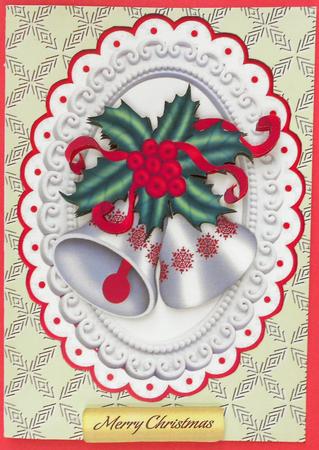 Silver Christmas Bells with Holly & Red Berries by Eunice Roberts