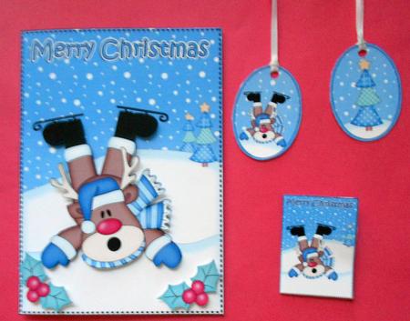 5x7 Christmas Oops Rudolph 3D Decoupage by Eunice Roberts