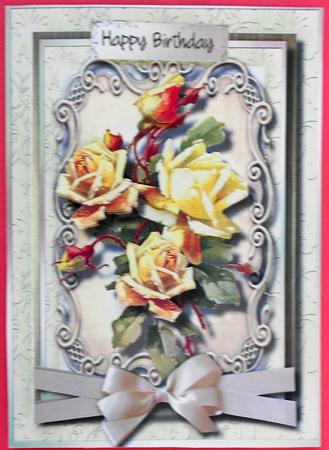 Beautiful Yellow Roses in a Ornate Frame  by Eunice Roberts