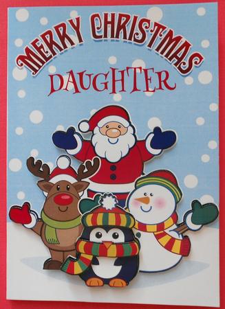 Merry Christmas Daughter Santa & Friends by Eunice Roberts