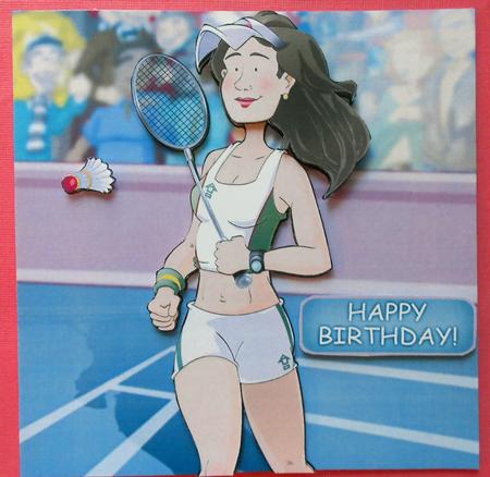 Badminton Lady 8x8 Quick Card by Eunice Roberts