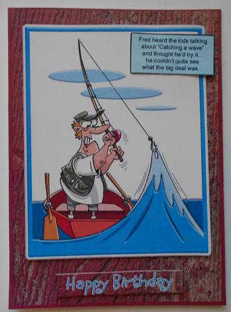 Fred Catches a Wave - Birthday,fathers Day, Any Occasion by Eunice Roberts