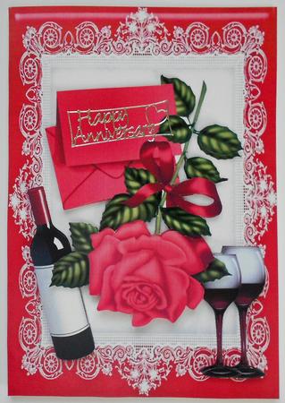 Pretty Red Rose with Letter and Wine by Eunice Roberts