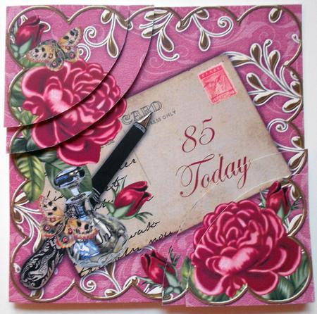 Deep Pink Roses 85 Today 6in Duo Corner Stacker by Eunice Roberts
