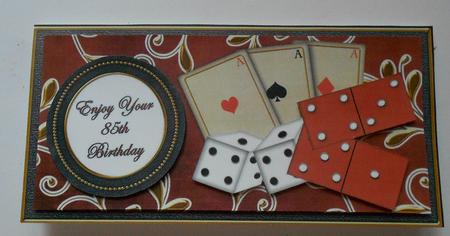 Red Games 85th Birthday Dl Decoupage Topper by Eunice Roberts