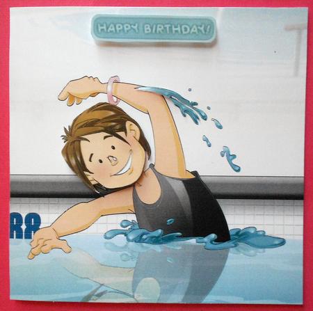 Swimmer Girl Black Costume 8x8 Quick Card by Eunice Roberts