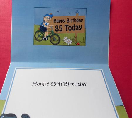 85th Birthday Bert's Bike 5x7 Insert by Eunice Roberts