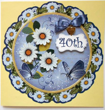 Classic Daisy 40th 8in Doily Decoupage Topper by Eunice Roberts