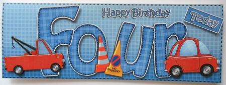 Large Dl 4th Birthday Cars Insert by Eunice Roberts