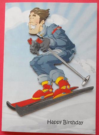 Skier Dude Blue A4 by Eunice Roberts