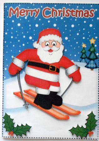 Christmas Skiing Santa 5x7 3D Decoupage by Eunice Roberts