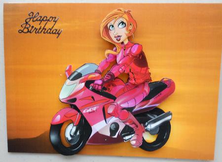 Biker Chick Pink Decoupage Sheet by Eunice Roberts