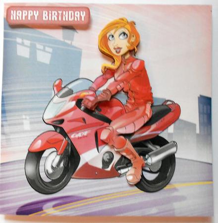 Biker Chick Pink 8x8 Quick Card by Eunice Roberts