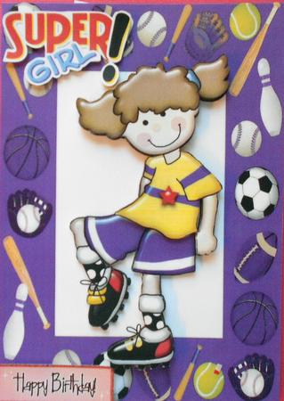 Super Girl! Soccer Girl in Purple Sports Frame by Eunice Roberts