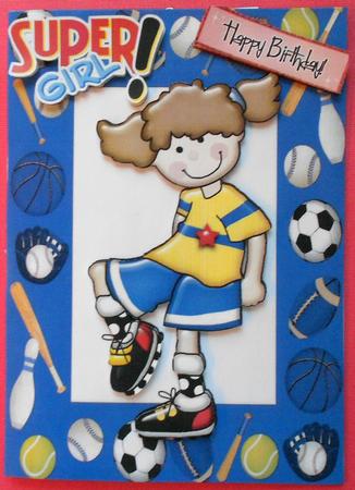 Super Soccer Girl in Sports Frame A4 by Eunice Roberts