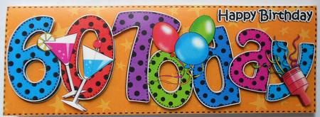 Large Dl 60th Birthday Celebrations Card & 3D Decoupage by Eunice Roberts
