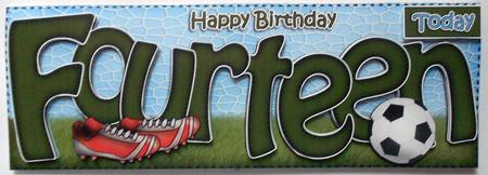 Large Dl 14th Birthday Football Card & 3D Decoupage by Eunice Roberts
