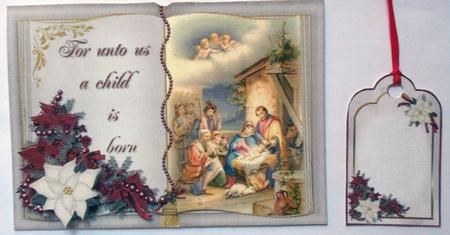 Unto Us a Child is Born Open Book Topper Cream by Eunice Roberts