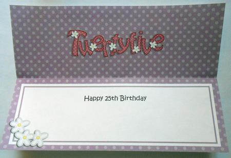 Large Dl 25th Birthday Flowers Insert by Eunice Roberts