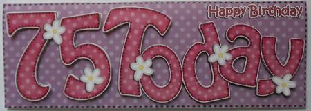 Large Dl 75th Birthday Flowers Card & 3D Decoupage by Eunice Roberts