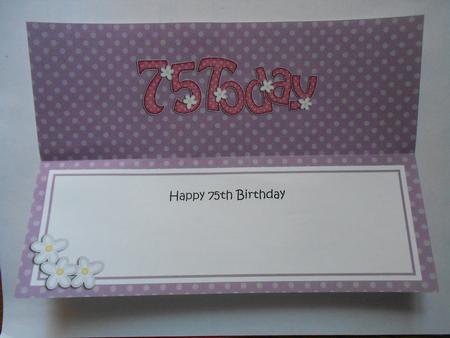 Large Dl 75th Birthday Flowers Insert by Eunice Roberts