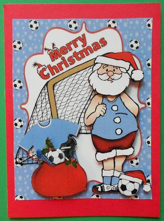 Santa Loves Football Man City Blue by Eunice Roberts