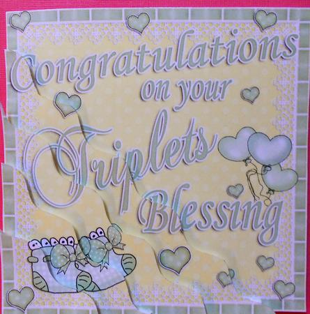 On Your Triplets Blessing Wavy Corner Side Stacker Topper by Eunice Roberts