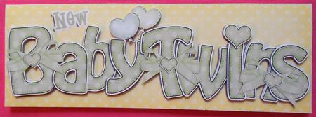 Large Dl New Baby Twins Felties Quick Card N 3D Decoupage by Eunice Roberts