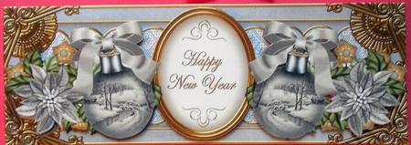 Snowy Bridge Happy New Year Large Dl Topper by Eunice Roberts