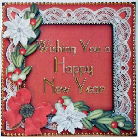 Happy New Year Red White Poinsettia Decoupage Step by Step by Eunice Roberts
