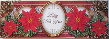 Red Poinsettia Happy New Year Large Dl Topper by Eunice Roberts