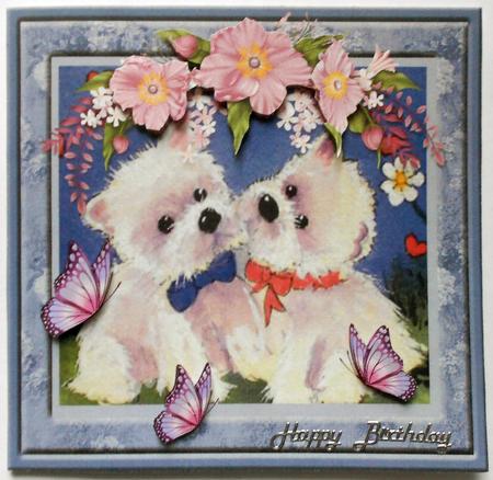 Westies and Butterflies Decoupage Topper by Eunice Roberts
