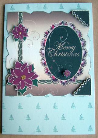 Oval Scalloped Frame & Poinsettias Large Card Topper 2 by Eunice Roberts