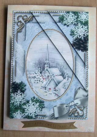 Blue Church Snow 7x5inch Triangle Duo Corner Stacker by Eunice Roberts