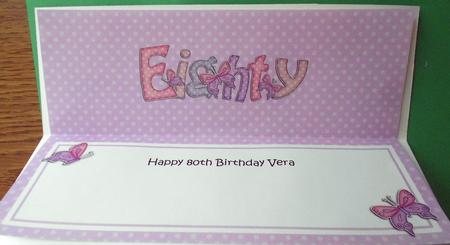 80th Birthday Vera Large Dl Matching Insert by Eunice Roberts