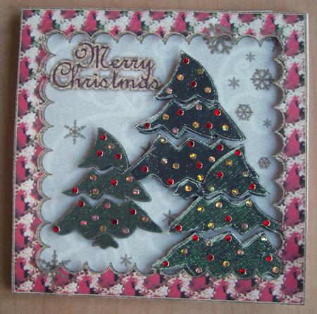 Three Christmas Trees Card Topper 1 by Eunice Roberts