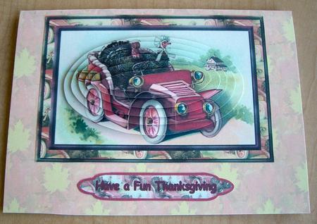 Comic Turkeys Pyramid Card Front by Eunice Roberts
