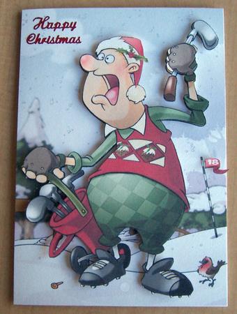 Christmas Crazy Golfer Dude A4. by Eunice Roberts