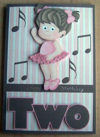Two Today! Ballerina Birthday Card by Eunice Roberts