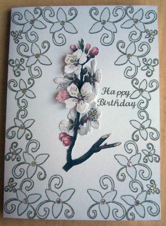 Gold Flowers & Swirls on Faded Pastel Violet by Eunice Roberts