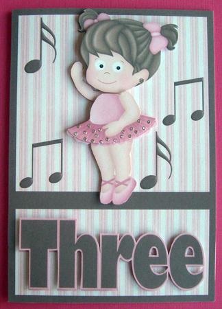 Three Today! Ballerina Birthday Card by Eunice Roberts