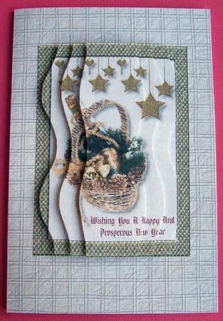 Basket of Champagne New Year Card by Eunice Roberts