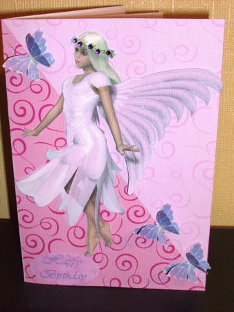 Pink Fairy with Butterflies by Eve Bartlett