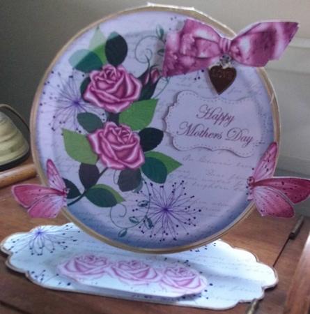 Pink Rose Happy Mothers Day Circle Easel Card Mini Kit by Eve Bartlett