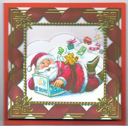 E Shop Santa Ribbon One Edge Scallop Bottom Stacker by Eve Mcmean