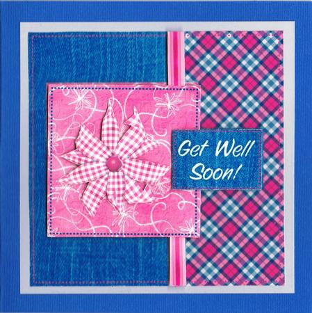 Denim and Plaid Get Well Soon - Female 1 - Quick Card Front by Eve Mcmean